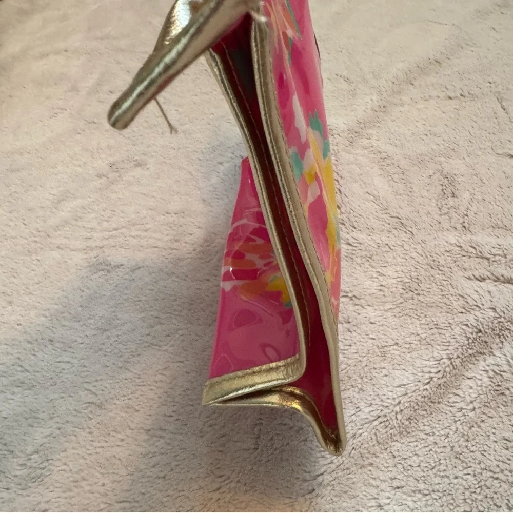 Lilly Pulitzer for Estée Lauder Floral Cosmetic Bag Pink Gold Trim Makeup‎